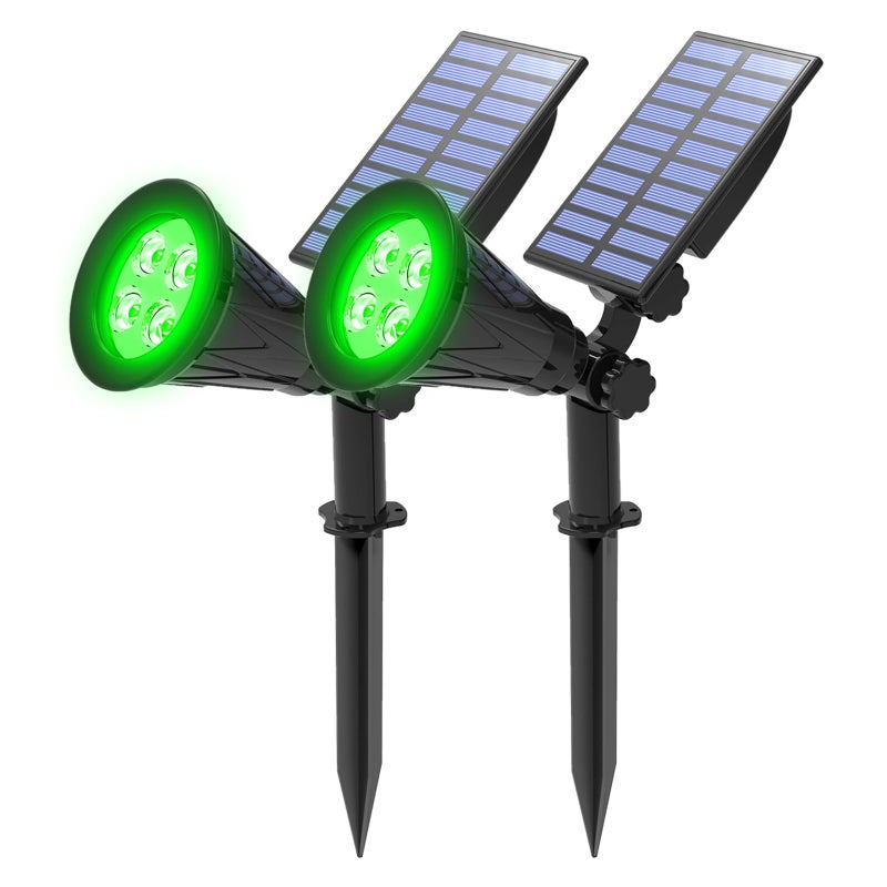T-SUNUS أضواء شمسية خضراء T-SUNUS في الهواء الطلق لعيد الميلاد، كشافات حديقة مقاومة للماء IP65، كشافات أمان تلقائية التشغيل/الإيقاف، كشافات المناظر الطبيعية لعيد القديس باتريك، عيد الهالوين، الأشجار، الفناء، الساحة، الممر، البركة، عبوة 2 - Image 1